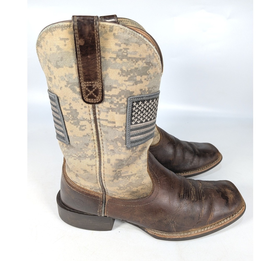 Ariat Sport Patriot Mens Brown Leather Camo American Flag Boots 10023359 10D